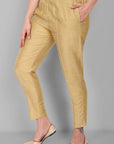 Light Gold Cotton Silk Pant with Pockets - Mera Rang