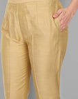 Light Gold Cotton Silk Pant with Pockets - Mera Rang