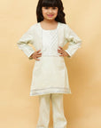 Light Goldenrod Light Green Lurex Kurta and shalwar