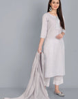 Dark Gray Light Mouve Lurex Kurta with Dupatta - Set of 3