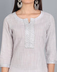 Gray Light Mouve Lurex Kurta with Dupatta - Set of 3
