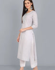 Dark Gray Light Mouve Lurex Kurta with Dupatta - Set of 3