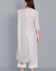 Dark Gray Light Mouve Lurex Kurta with Dupatta - Set of 3