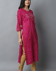 Brown Magenta Gota-patti Bandhej Kurta