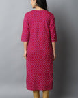 Brown Magenta Gota-patti Bandhej Kurta