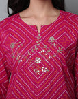Brown Magenta Gota-patti Bandhej Kurta