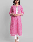 Gray Magenta Rakhiphool Leheriya Kurta