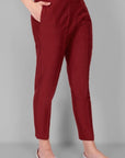 Maroon Cotton Silk Pant with Pockets - Mera Rang