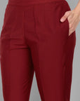 Maroon Cotton Silk Pant with Pockets - Mera Rang