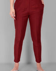 Maroon Cotton Silk Pant with Pockets - Mera Rang