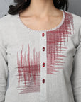 Dim Gray Maroon Gray Modern Art Kurta Pants Set