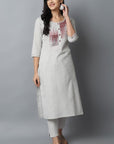 Gray Maroon Gray Modern Art Kurta Pants Set