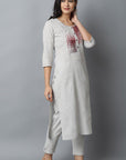 Dark Gray Maroon Gray Modern Art Kurta Pants Set