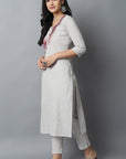 Dark Gray Maroon Gray Modern Art Kurta Pants Set