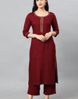 Dark Red Maroon Jehlum Kurta Pants Set