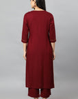 Dark Red Maroon Jehlum Kurta Pants Set