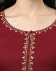 Saddle Brown Maroon Jehlum Kurta Pants Set