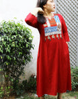 Dark Red Maroon Laila Patchwork Kurta