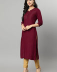 Dark Red Maroon Rayon Sonapani Kurta