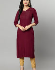 Dark Red Maroon Rayon Sonapani Kurta