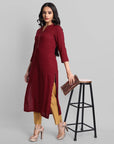 Gray Maroon Rayon Swapna Kurta