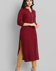 Gray Maroon Rayon Swapna Kurta