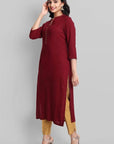 Gray Maroon Rayon Swapna Kurta