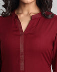 Dark Red Maroon Rayon Swapna Kurta