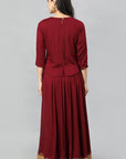 Dark Red Maroon Twenty-four Kali Rayon Skirt