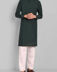 MEN'S BOTTLE GREEN KURTA & PAJAMA SET