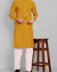 MEN'S MUSTARD KURTA PANT SET