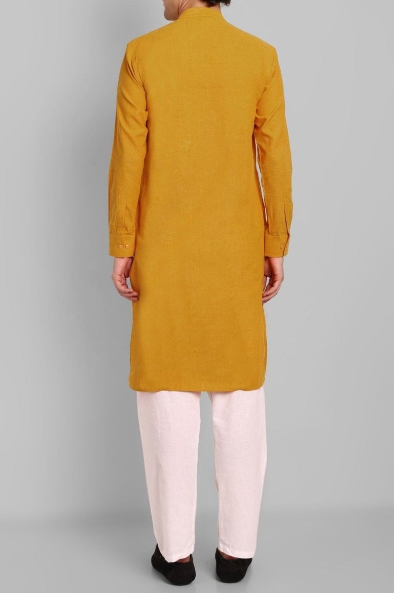 MEN'S MUSTARD KURTA PANT SET
