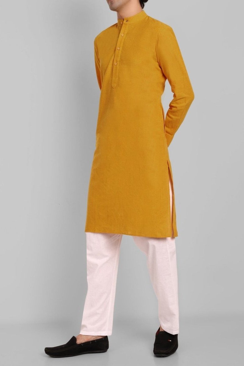MEN'S MUSTARD KURTA PANT SET