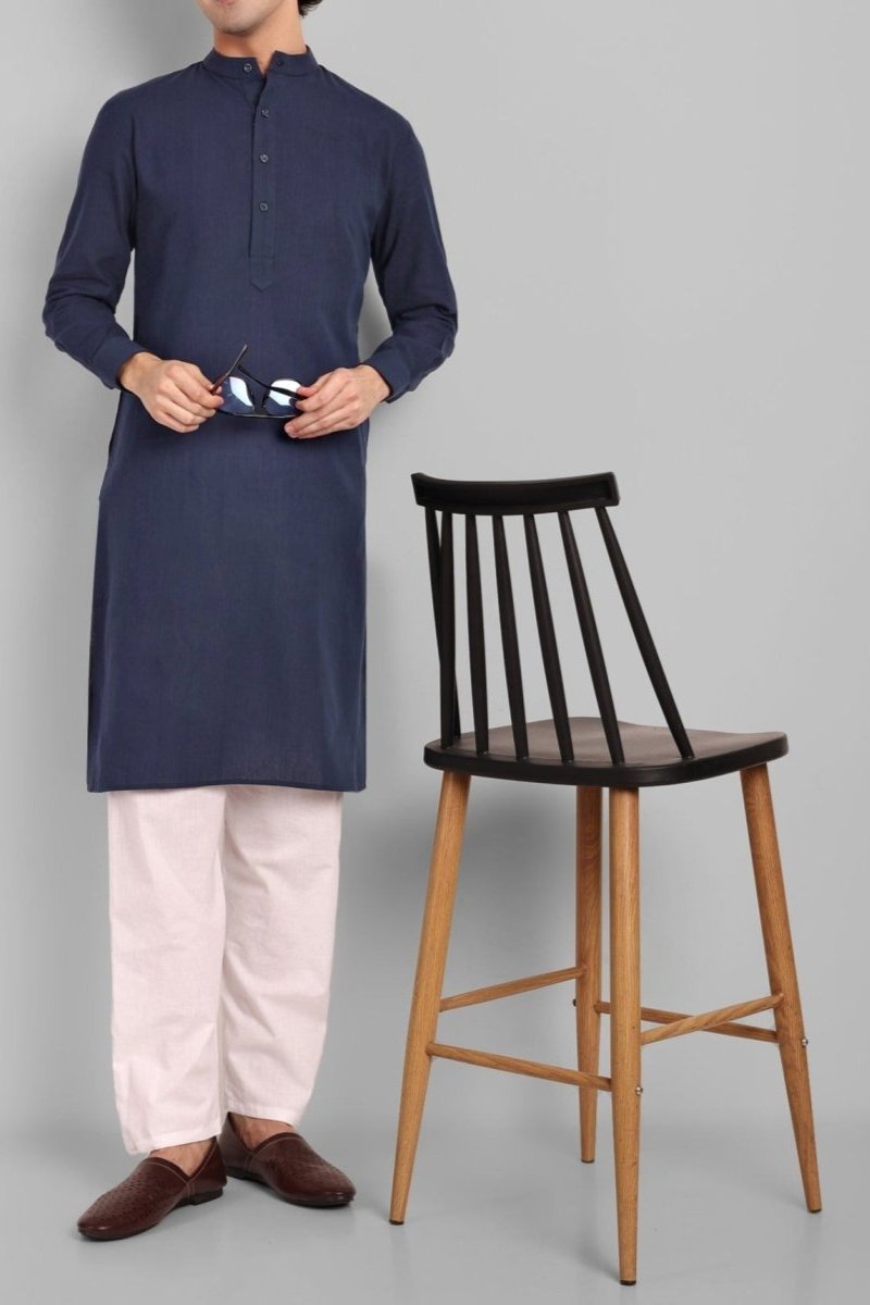 MEN'S NAVY BLUE KURTA SET