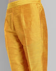 Mustard Straight Cotton Silk Pant with Pockets