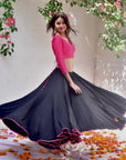 Nadira Hot Pink Textured Silk Blouse