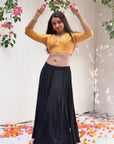 Nadira Mustard Textured Silk Blouse