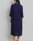 Gray Navy Blue Rayon Swapna Kurta