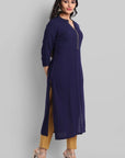 Gray Navy Blue Rayon Swapna Kurta