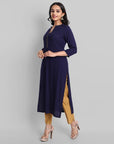 Gray Navy Blue Rayon Swapna Kurta