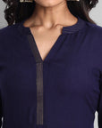 Dark Slate Gray Navy Blue Rayon Swapna Kurta