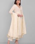 Gray Noor Offwhite Gold Anarkali with Gota detailing - Set of 3