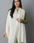 Dark Gray Off White Cashmere-Pashmina Stole