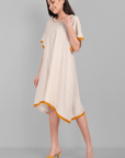 Off White Cotton Kaftan Dress - Mera Rang