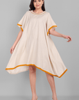Off White Cotton Kaftan Dress - Mera Rang