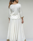 Gray Off White Kalidar Golden Border Skirt