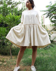 Gray Off White Knee Length Tennis Dress