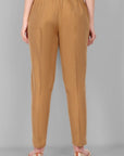 Old Gold Straight Cotton Silk Pant with Pockets - Mera Rang