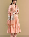 Peach Chanderi Angrakha Graduated Style - Set of 3