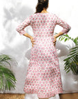 Thistle Peach Handblock Cotton Anarkali Kurta